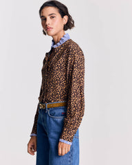 Chemise Mina léopard et rayures bleu