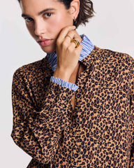Chemise Mina léopard et rayures bleu