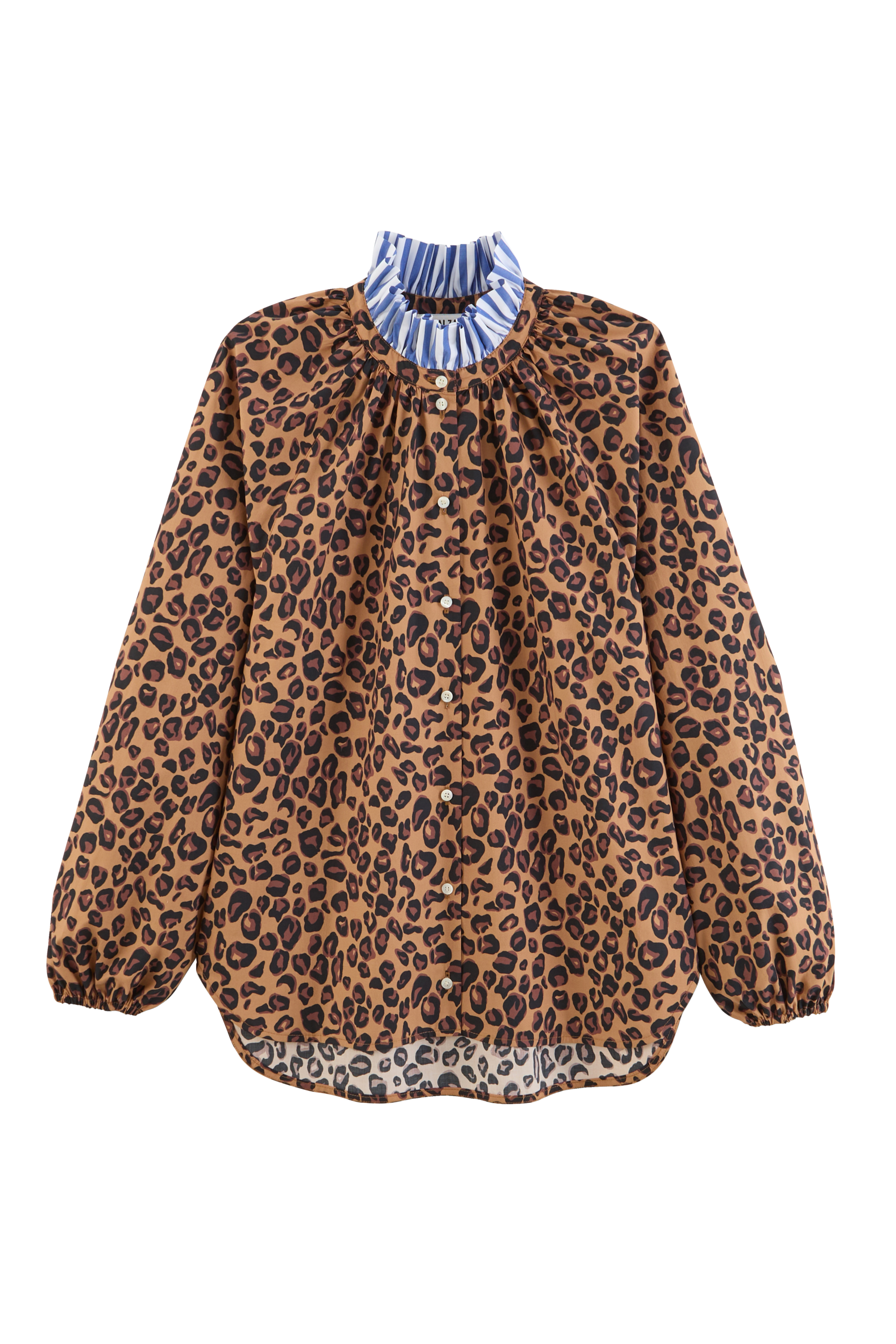 Blouse Camille léopard et rayures bleu