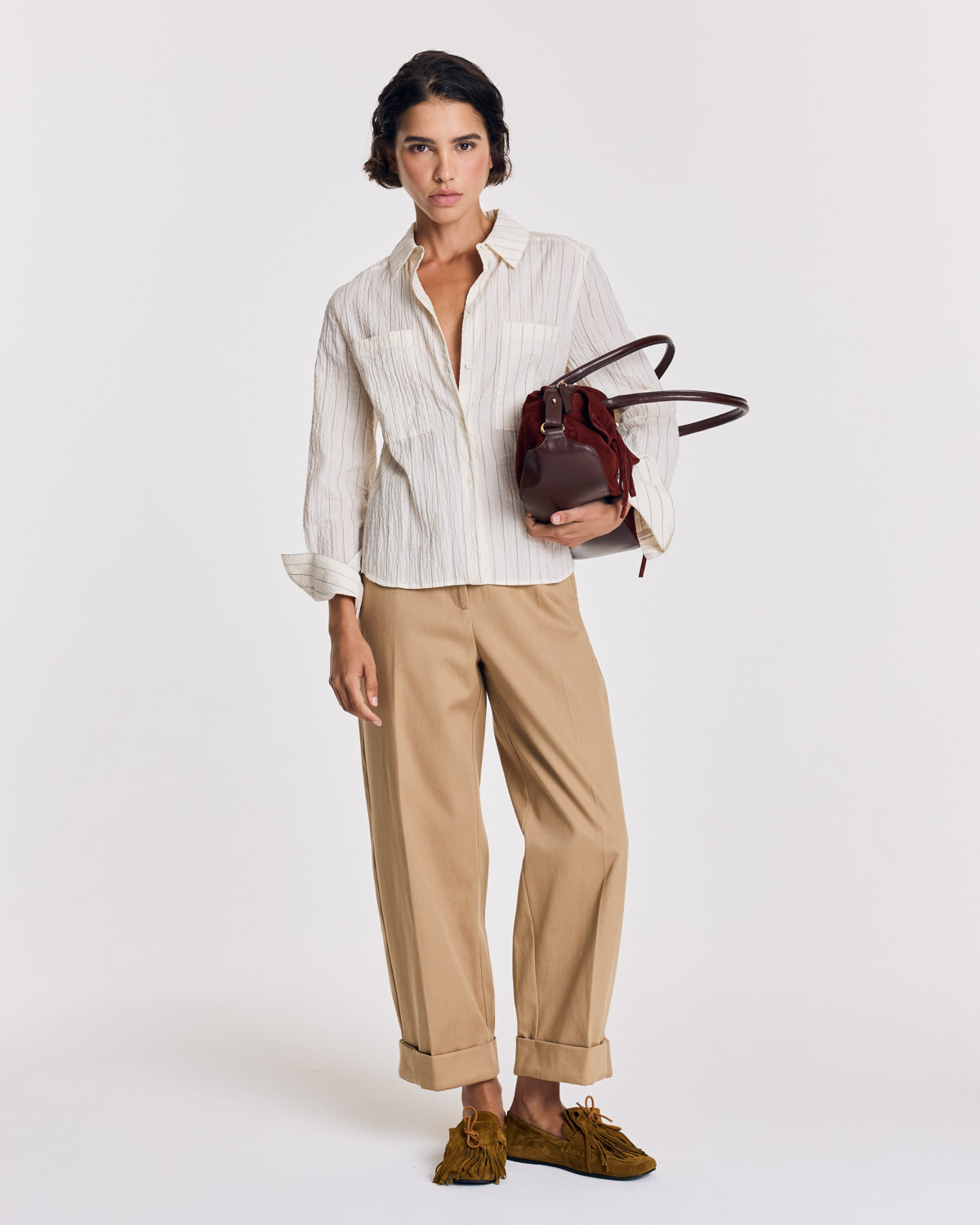 Chemise Jacinthe rayures écru et marine