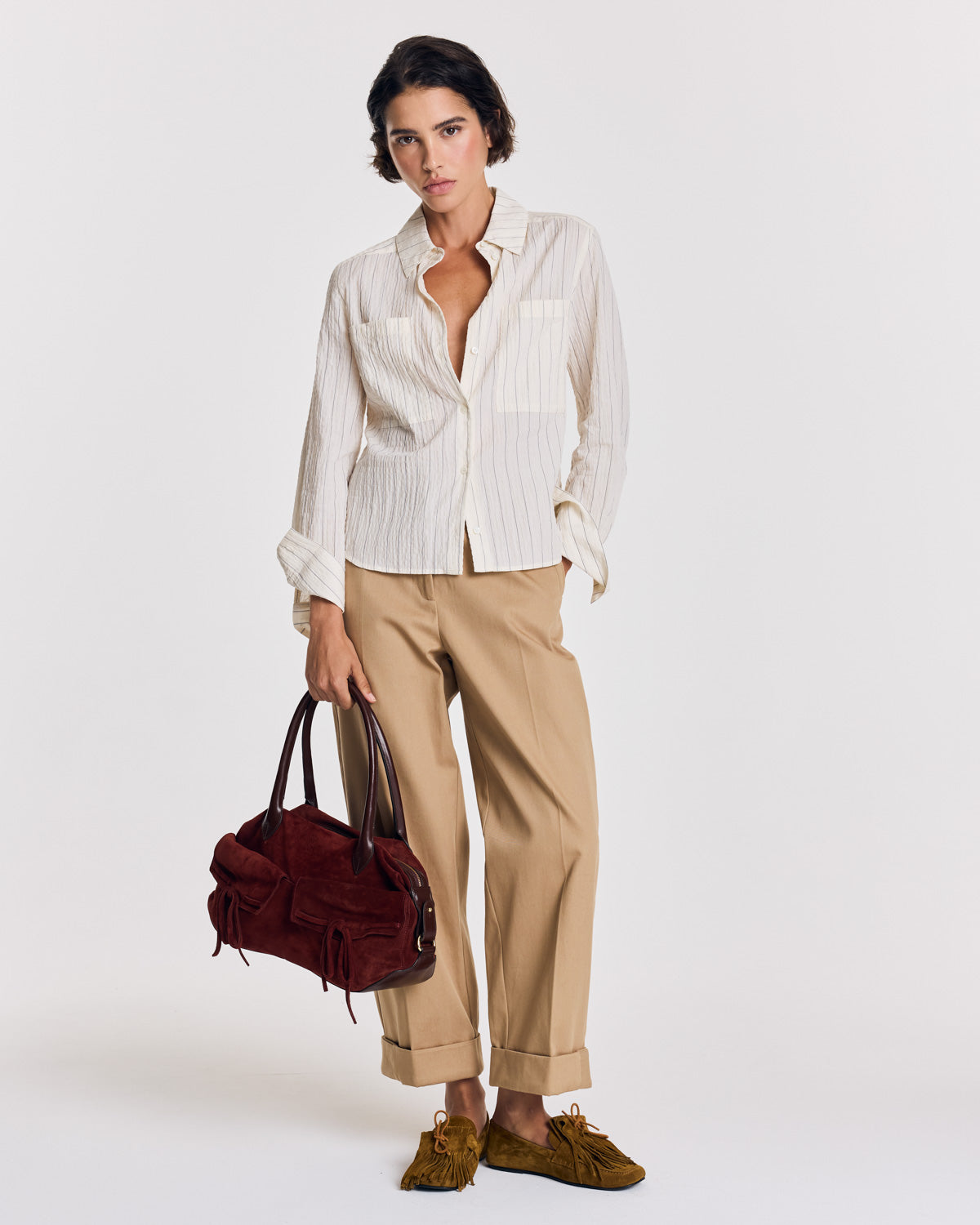 Chemise Jacinthe rayures écru et marine