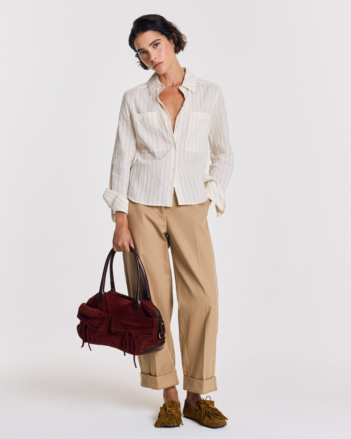 Chemise Jacinthe rayures écru et marine