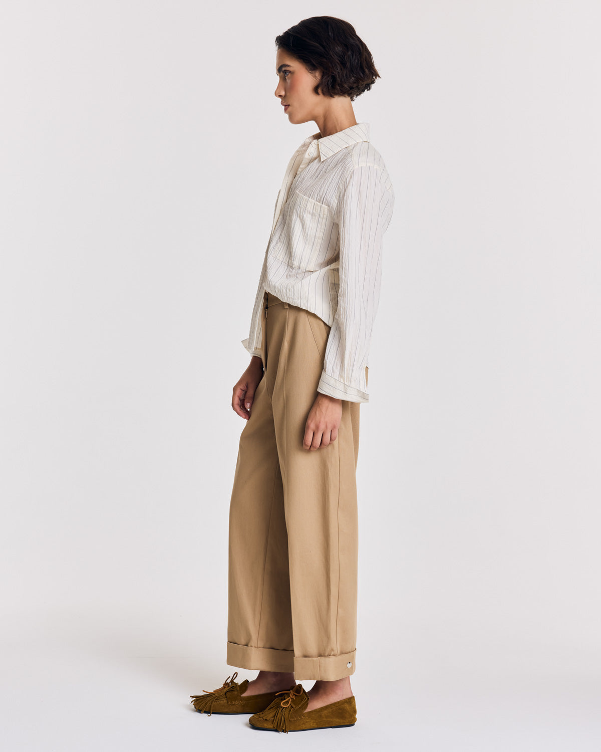 Chemise Jacinthe rayures écru et marine