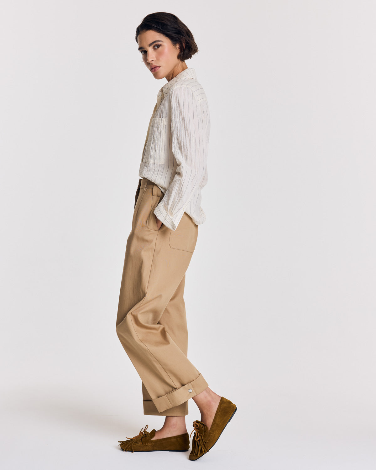 Chemise Jacinthe rayures écru et marine