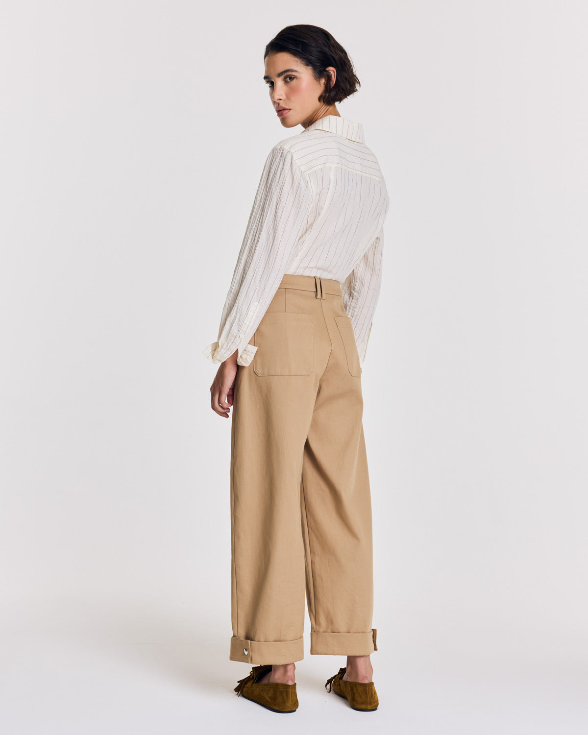 Chemise Jacinthe rayures écru et marine