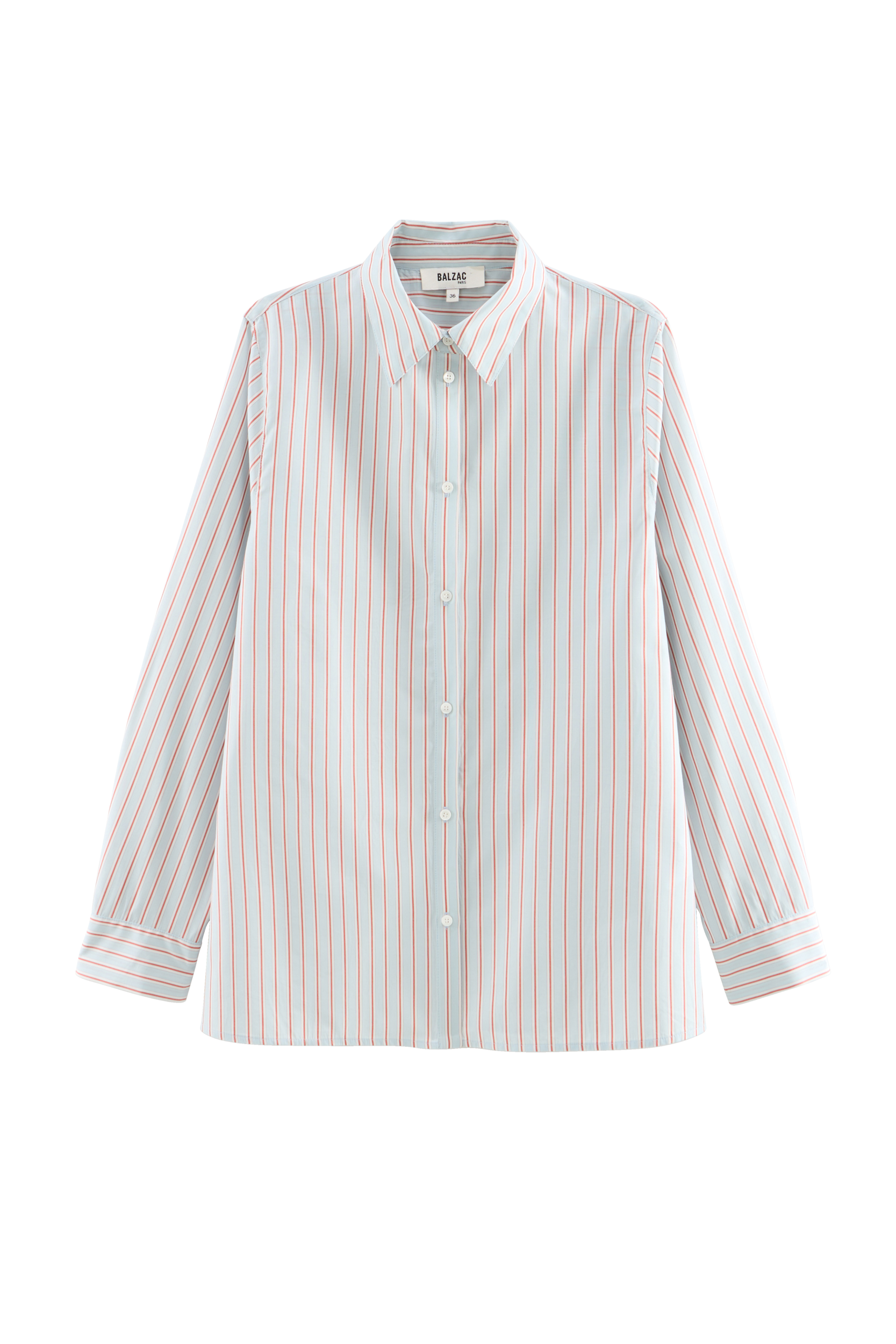 Chemise Liseron rayures rouge fond bleu