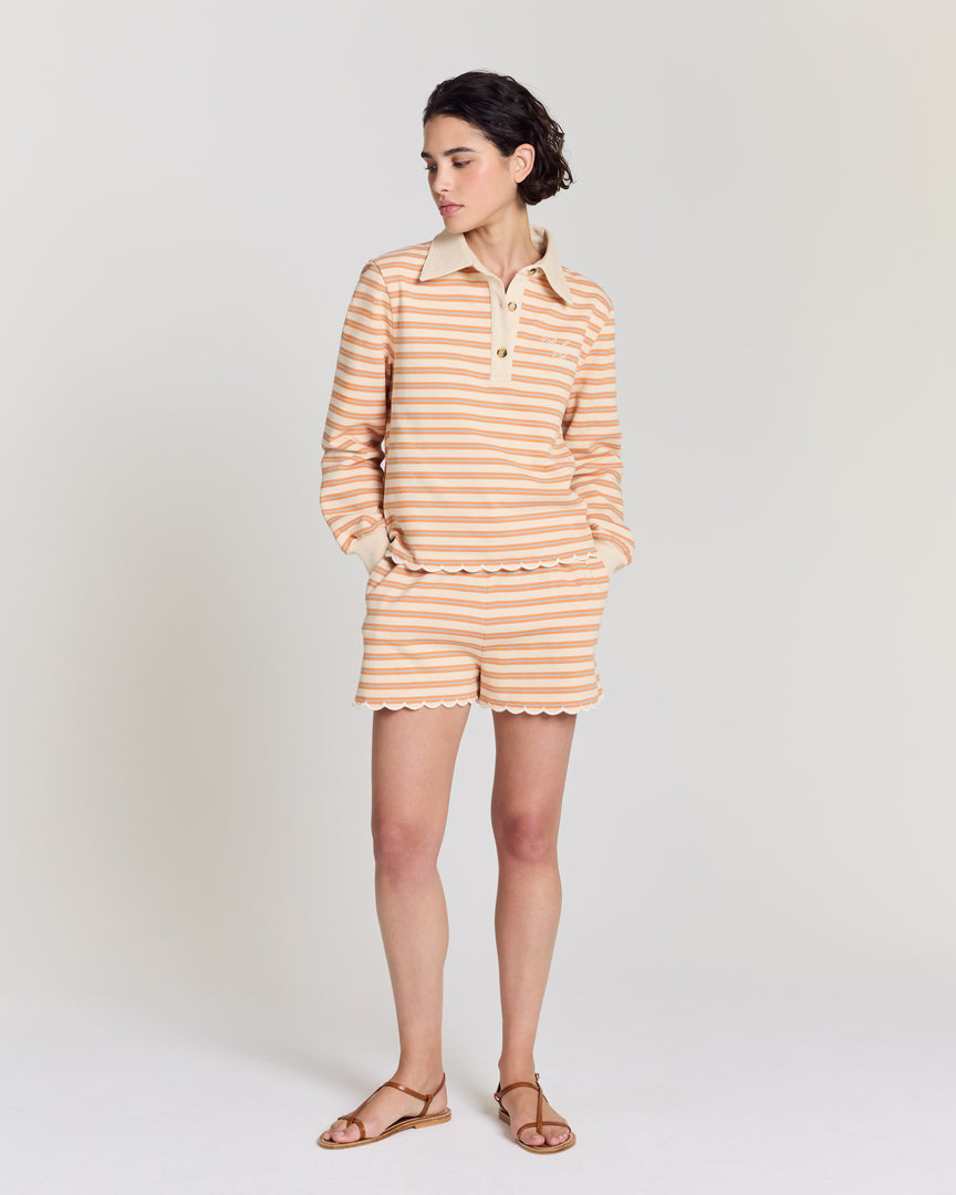 Short Tao rayures orange, bleu et écru