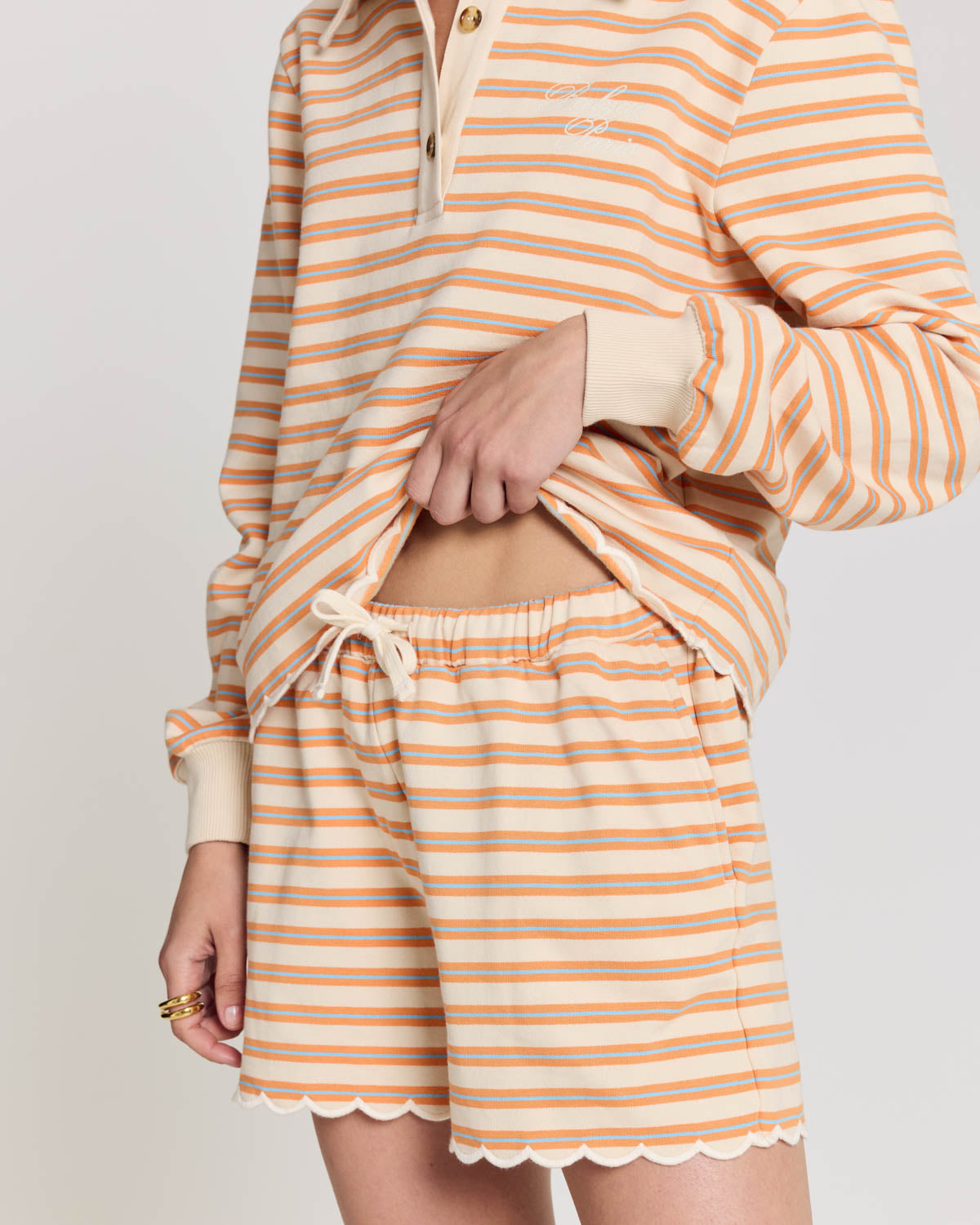 Short Tao rayures orange, bleu et écru