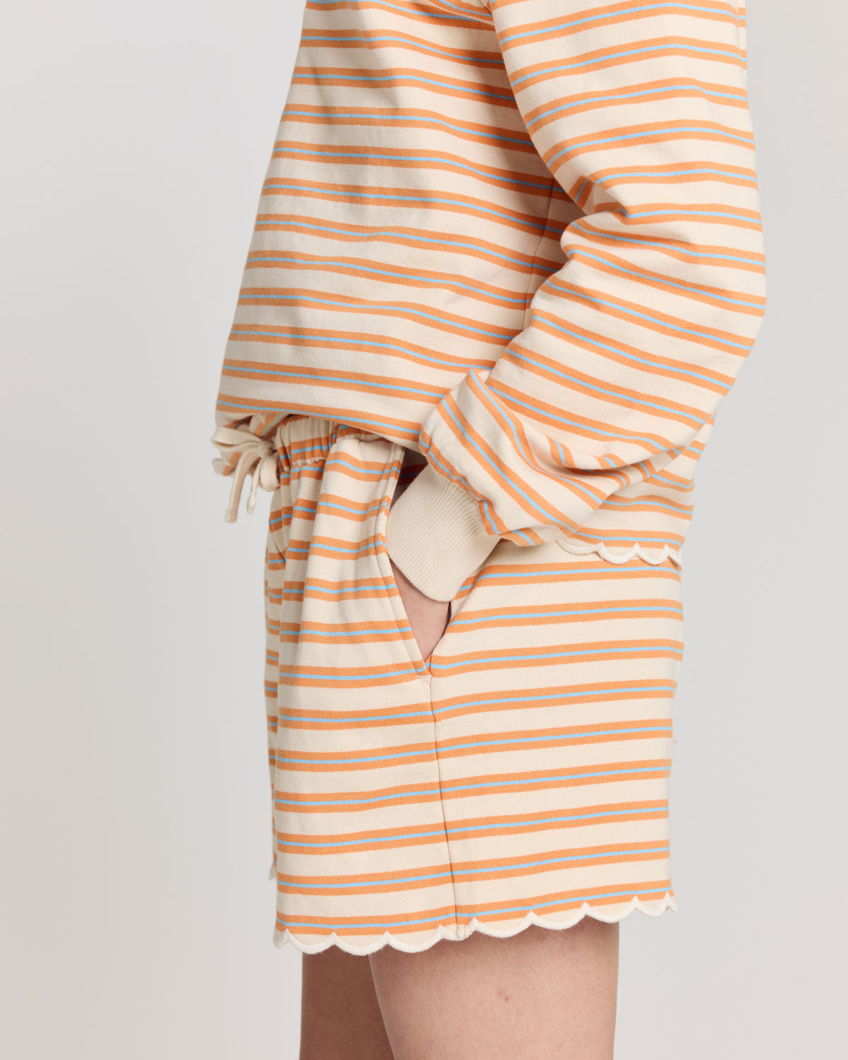 Short Tao rayures orange, bleu et écru