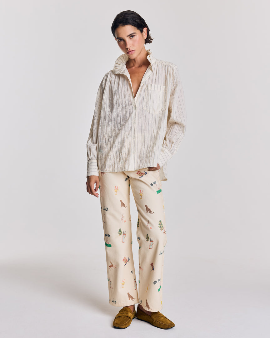 Chemise Léonor rayures écru et marine