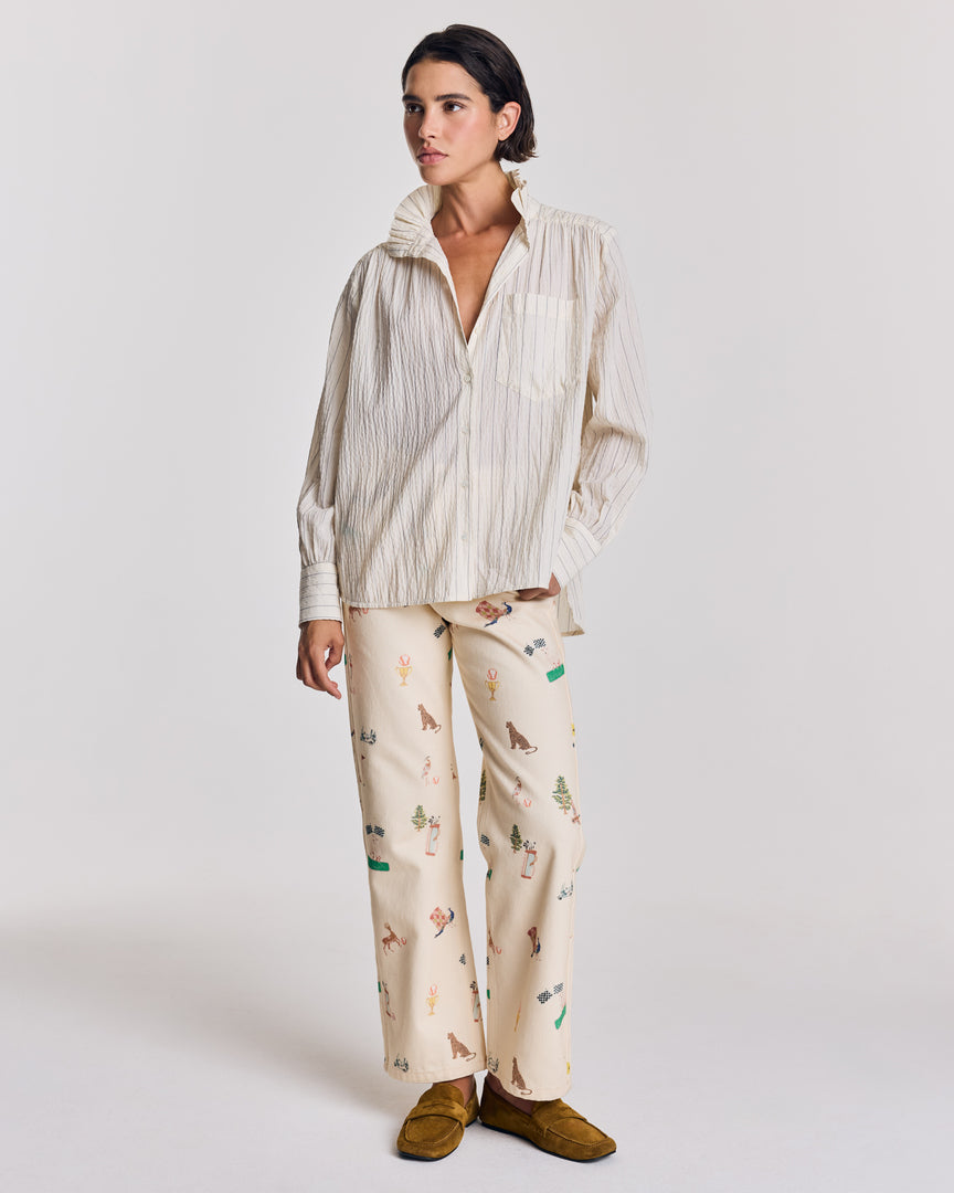 Chemise Léonor rayures écru et marine