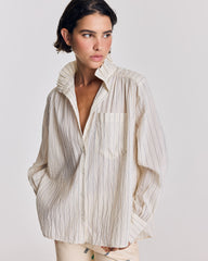 Chemise Léonor rayures écru et marine