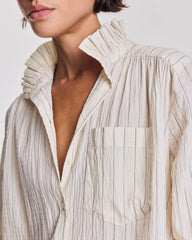 Chemise Léonor rayures écru et marine
