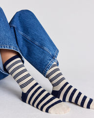 Chaussettes Ella rayures marine et écru