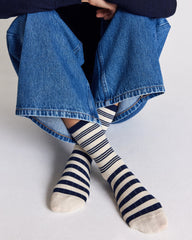 Chaussettes Ella rayures marine et écru