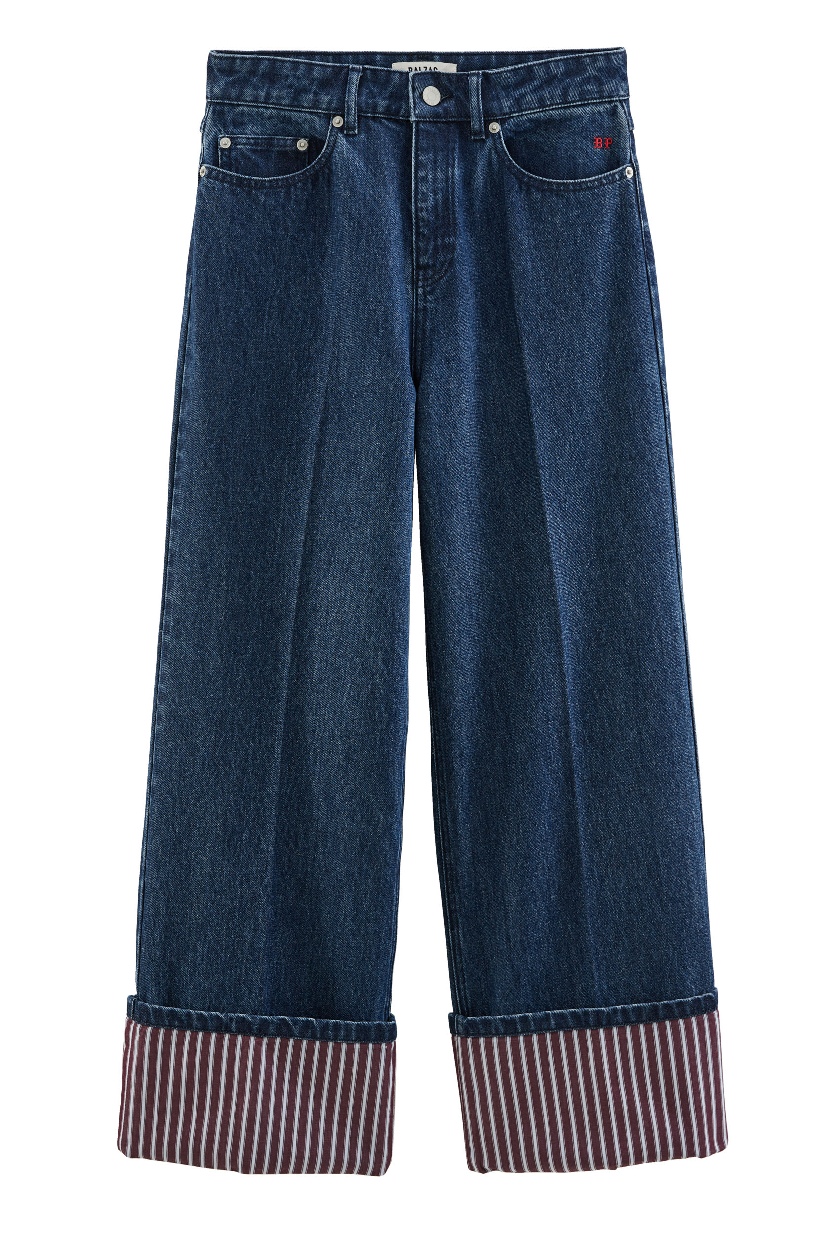 Jean Aymeric bleu indigo et rayures prune