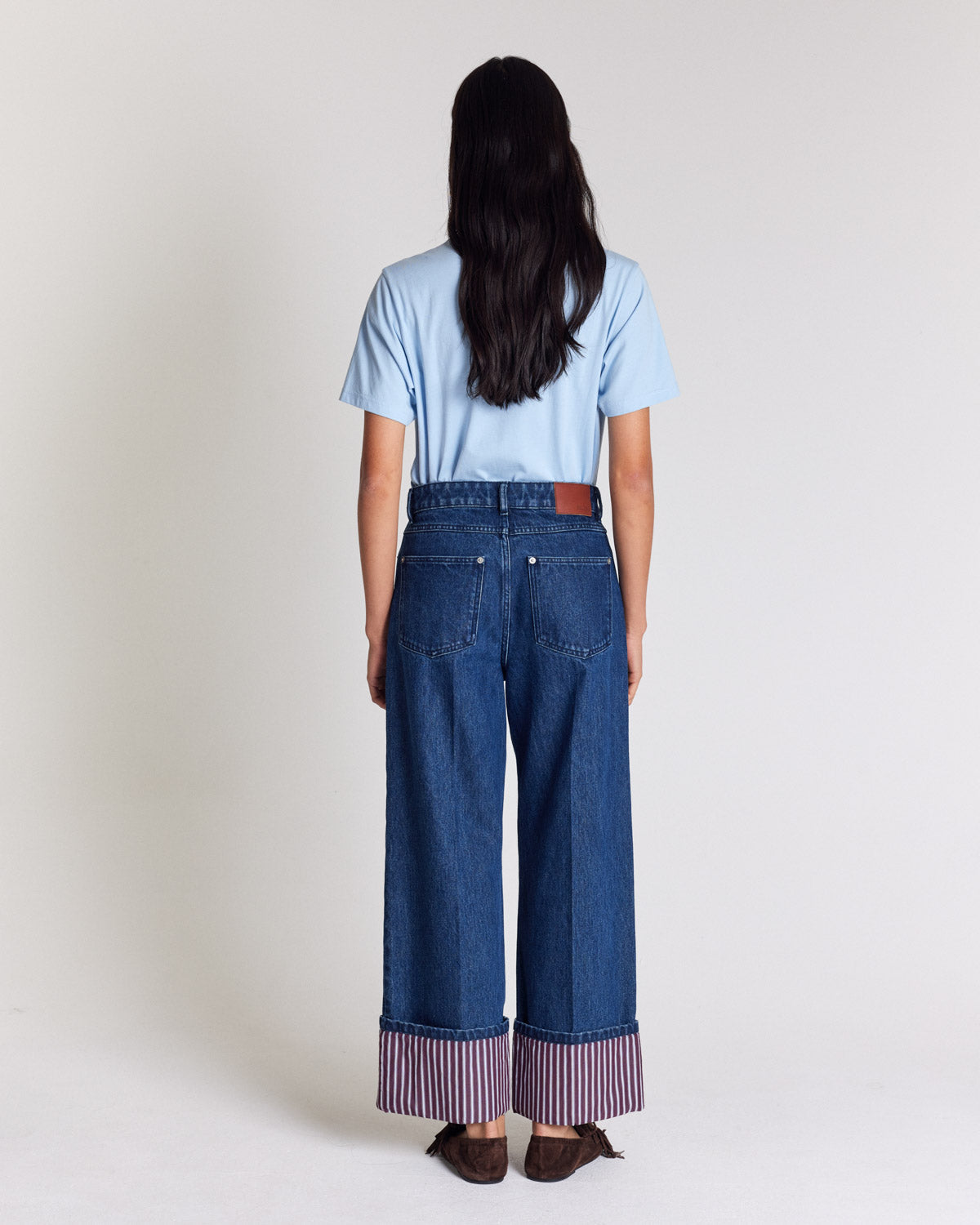 Jean Aymeric bleu indigo et rayures prune