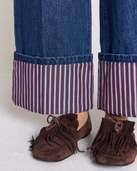 Mocassins Alix franges croûte de cuir moka