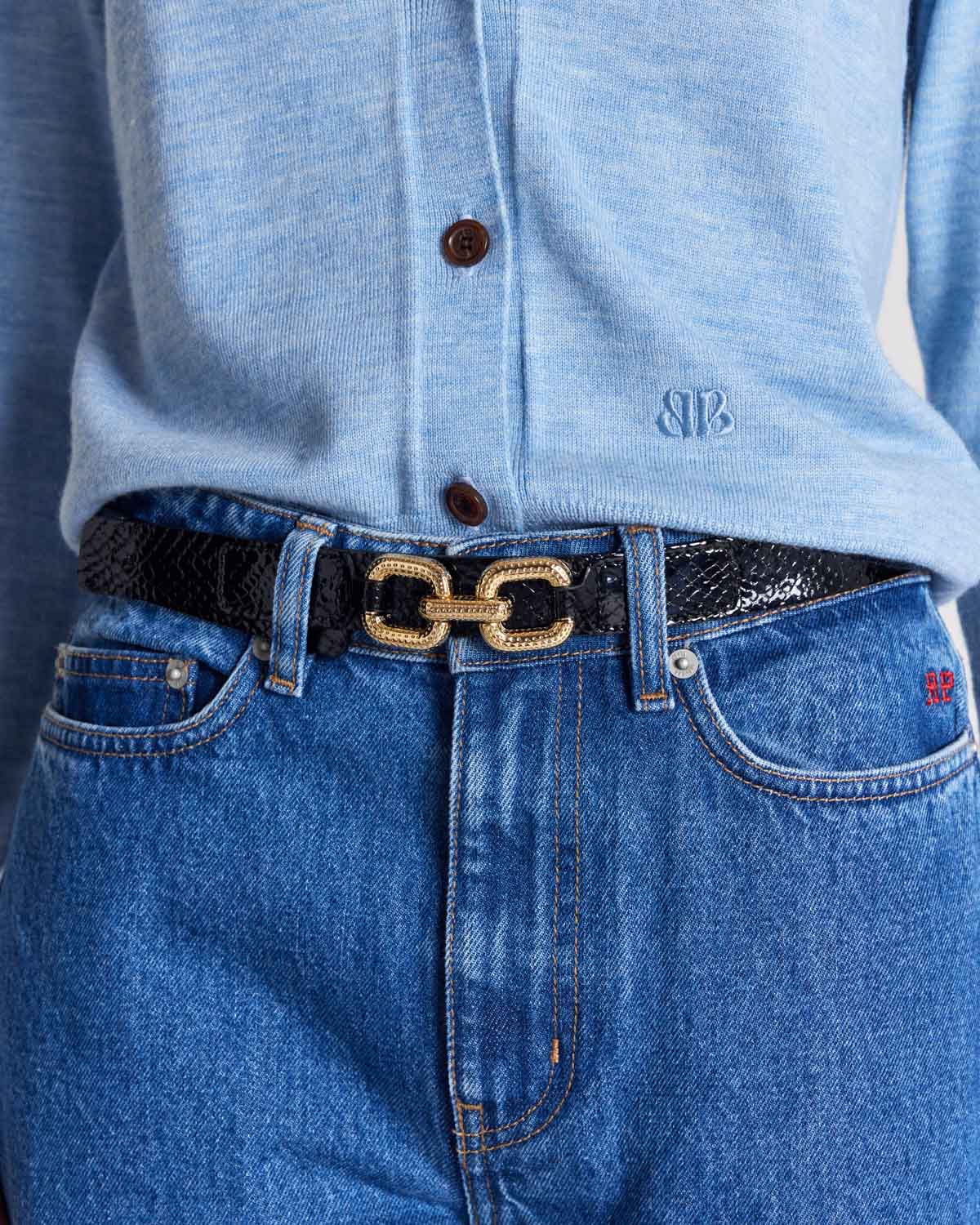 Ceinture Céane vernis embossé noir