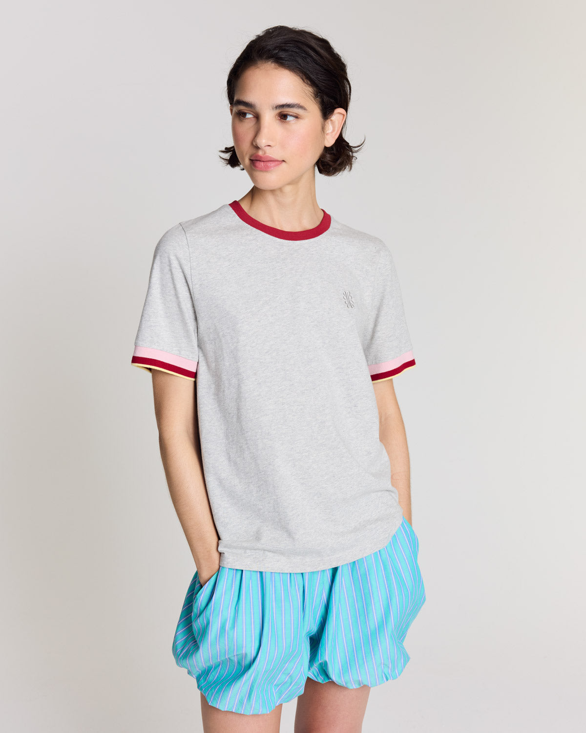 Short Marcelline rayures turquoise