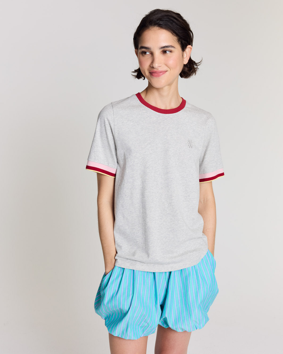 Short Marcelline rayures turquoise