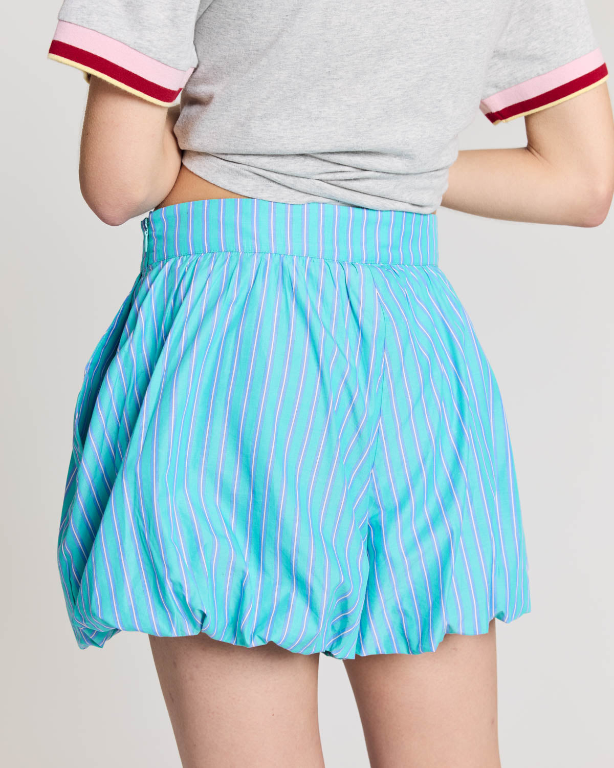 Short Marcelline rayures turquoise