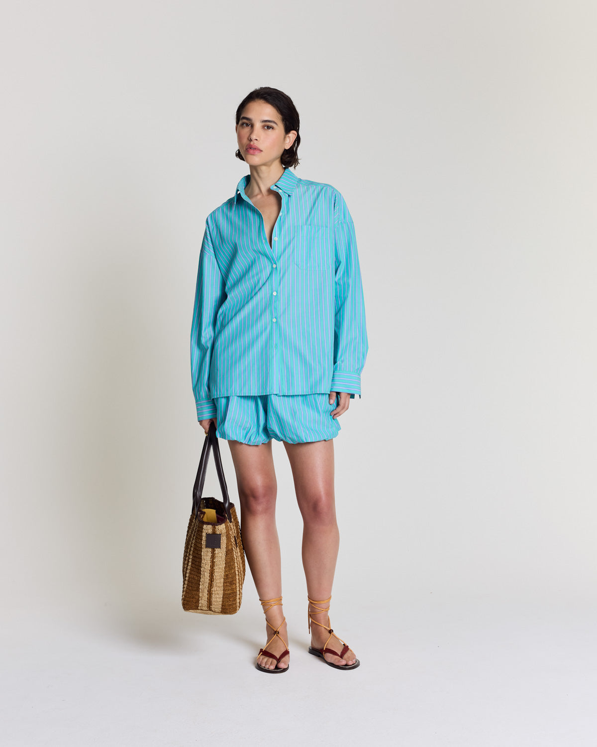 Chemise Hector rayures turquoise