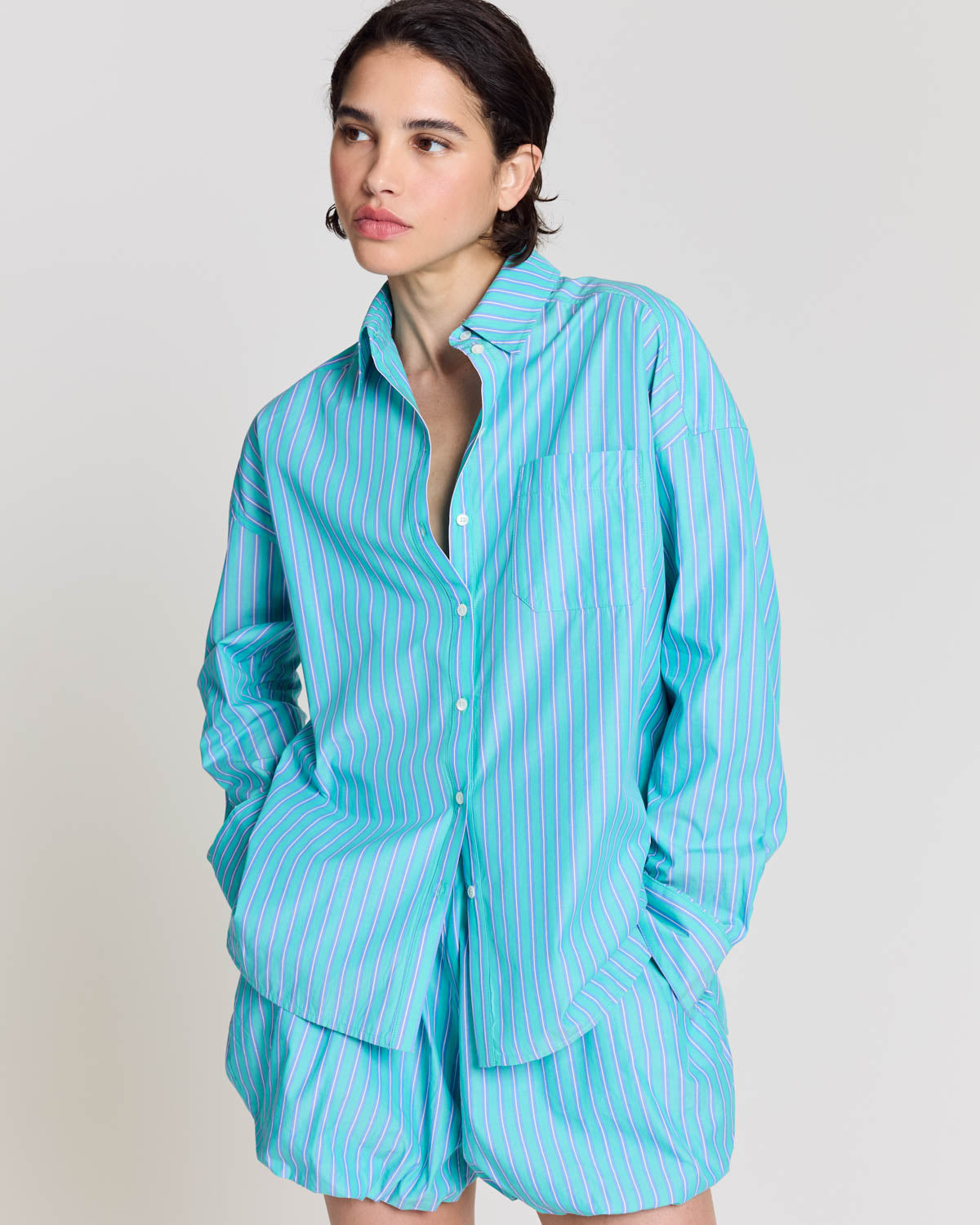 Chemise Hector rayures turquoise