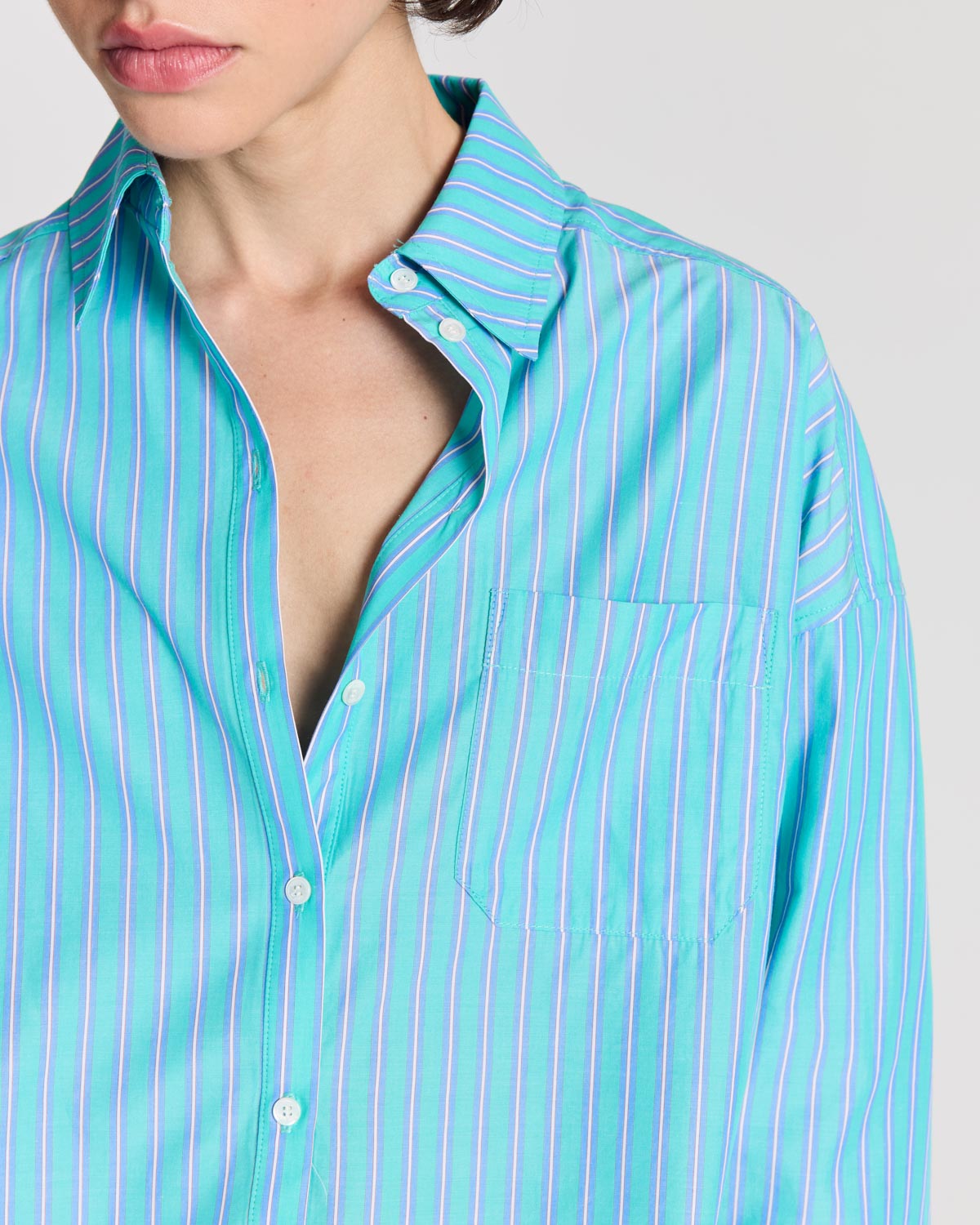 Chemise Hector rayures turquoise