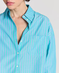 Chemise Hector rayures turquoise