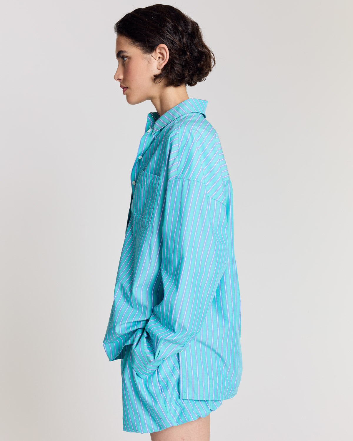 Chemise Hector rayures turquoise