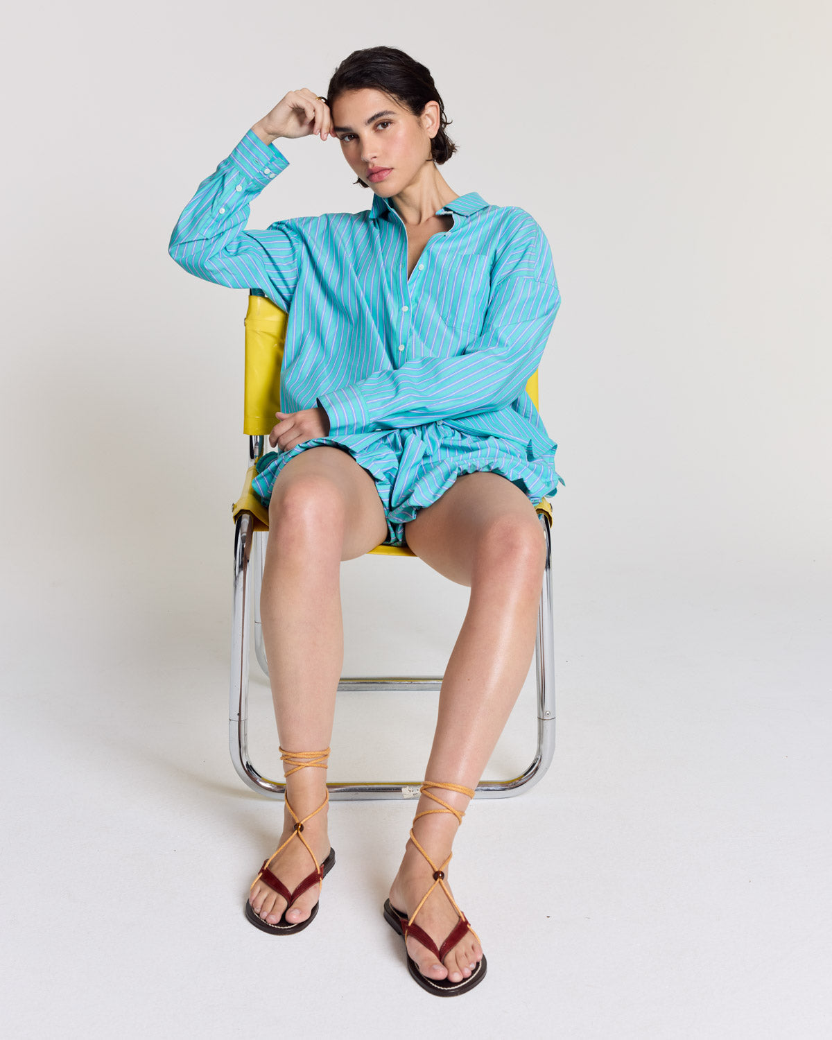 Chemise Hector rayures turquoise