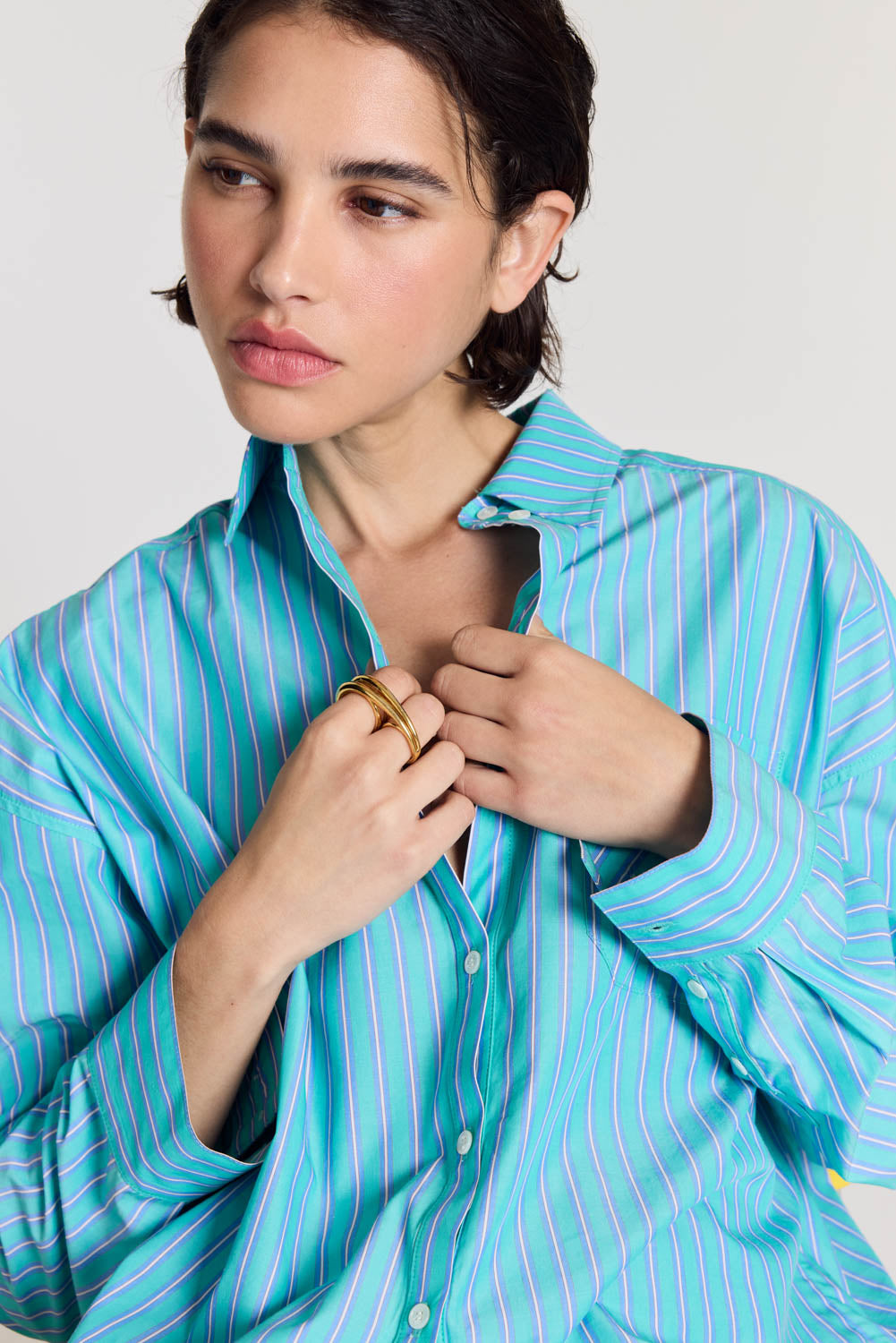 Chemise Hector rayures turquoise