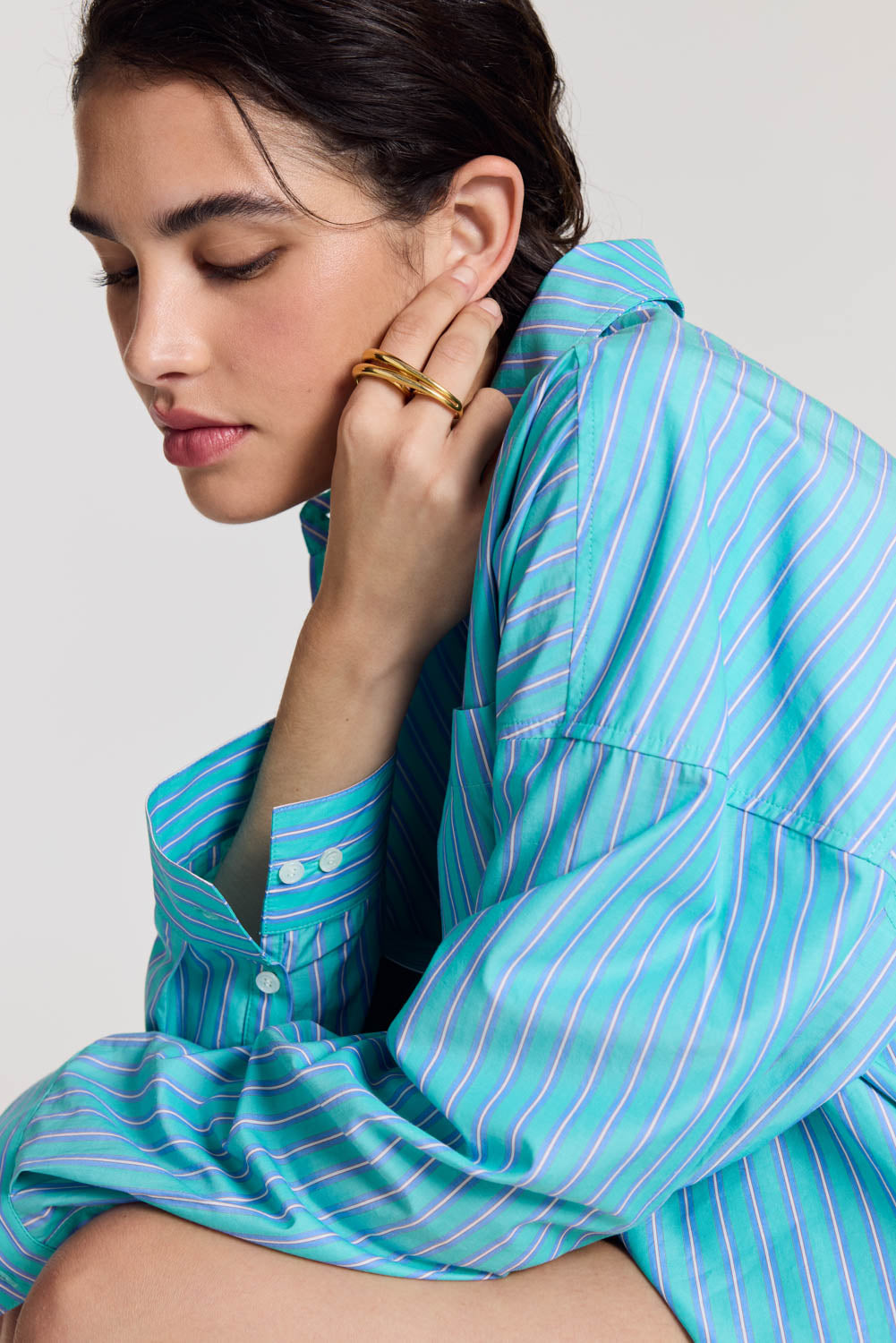 Chemise Hector rayures turquoise