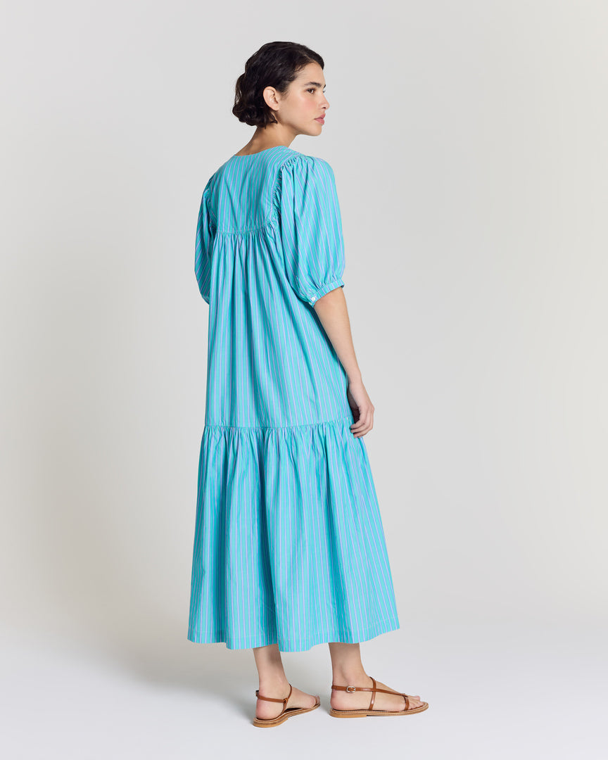 Robe Nicoletta rayures turquoise