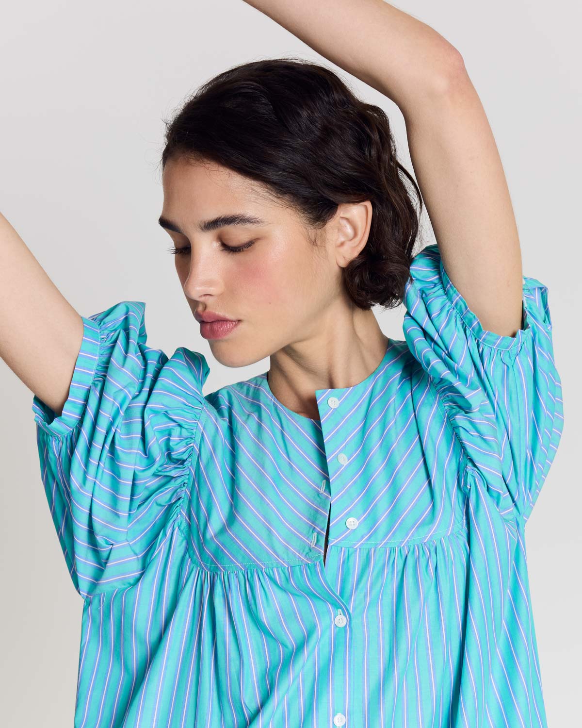 Robe Nicoletta rayures turquoise