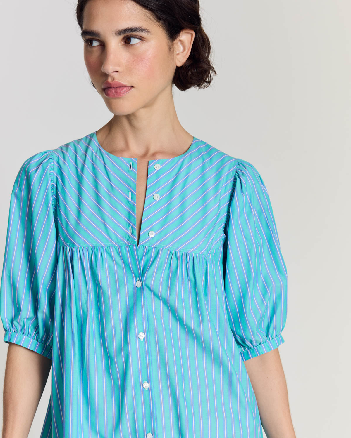 Robe Nicoletta rayures turquoise