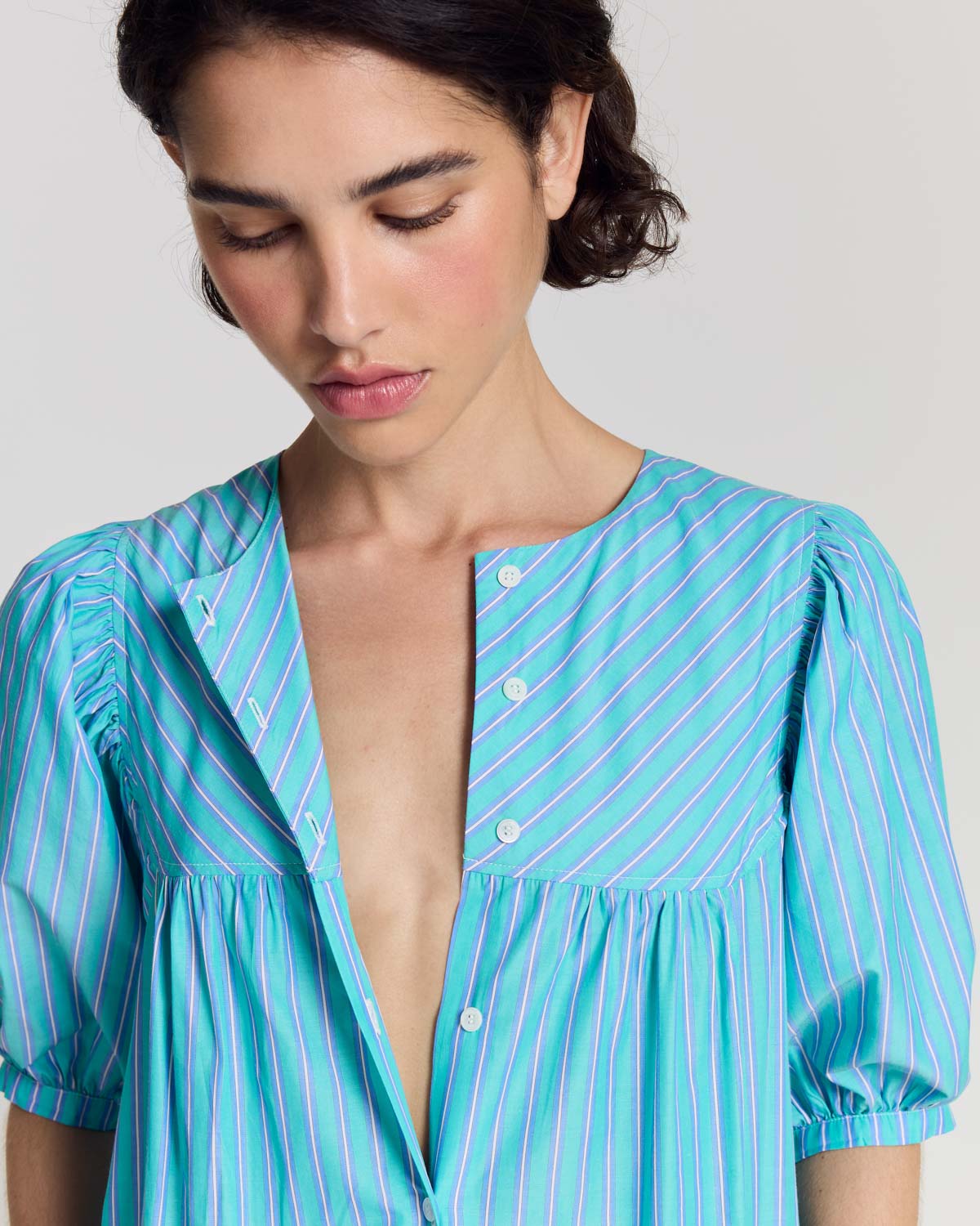 Robe Nicoletta rayures turquoise