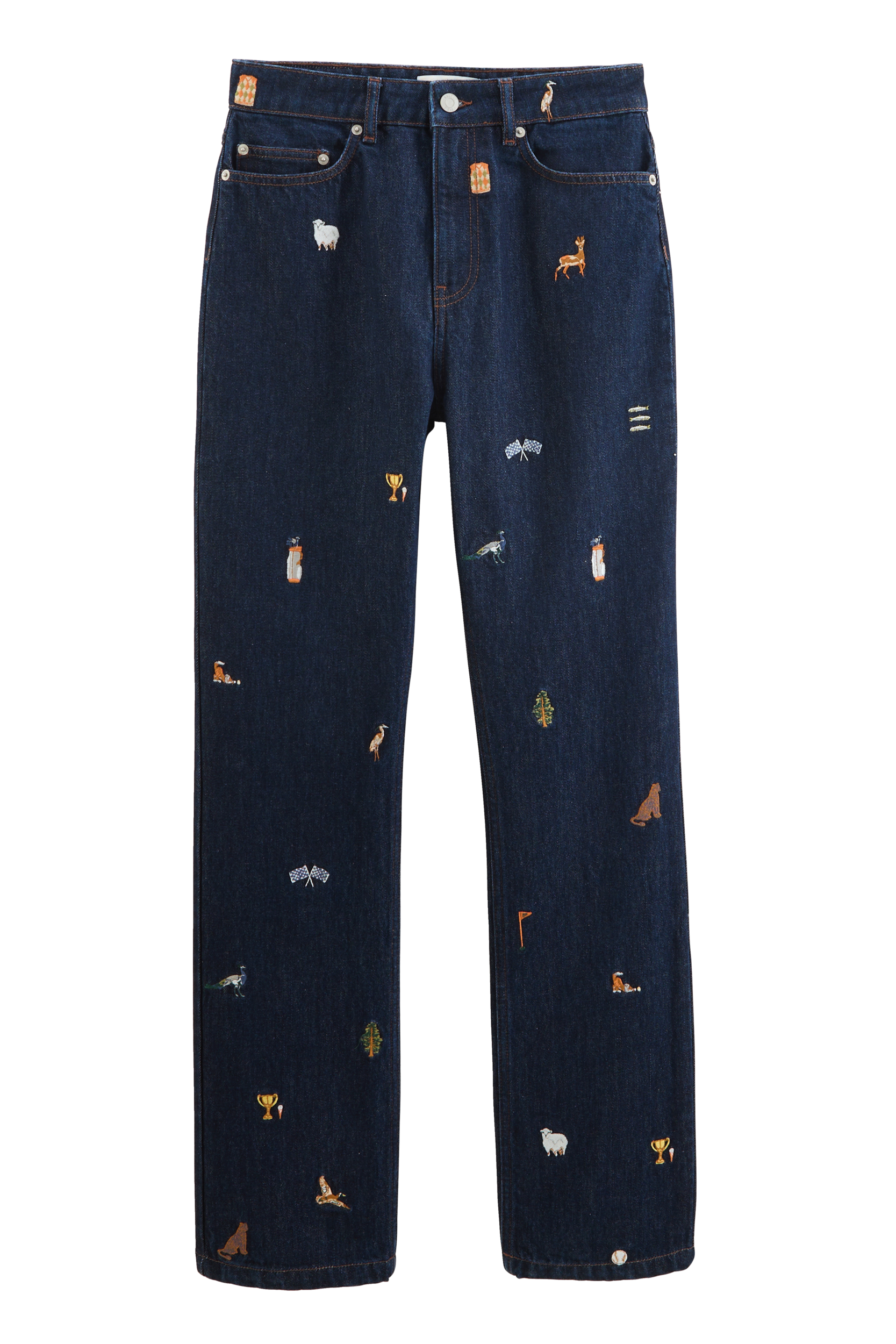 Jean Elsie bleu brut et broderies ivy