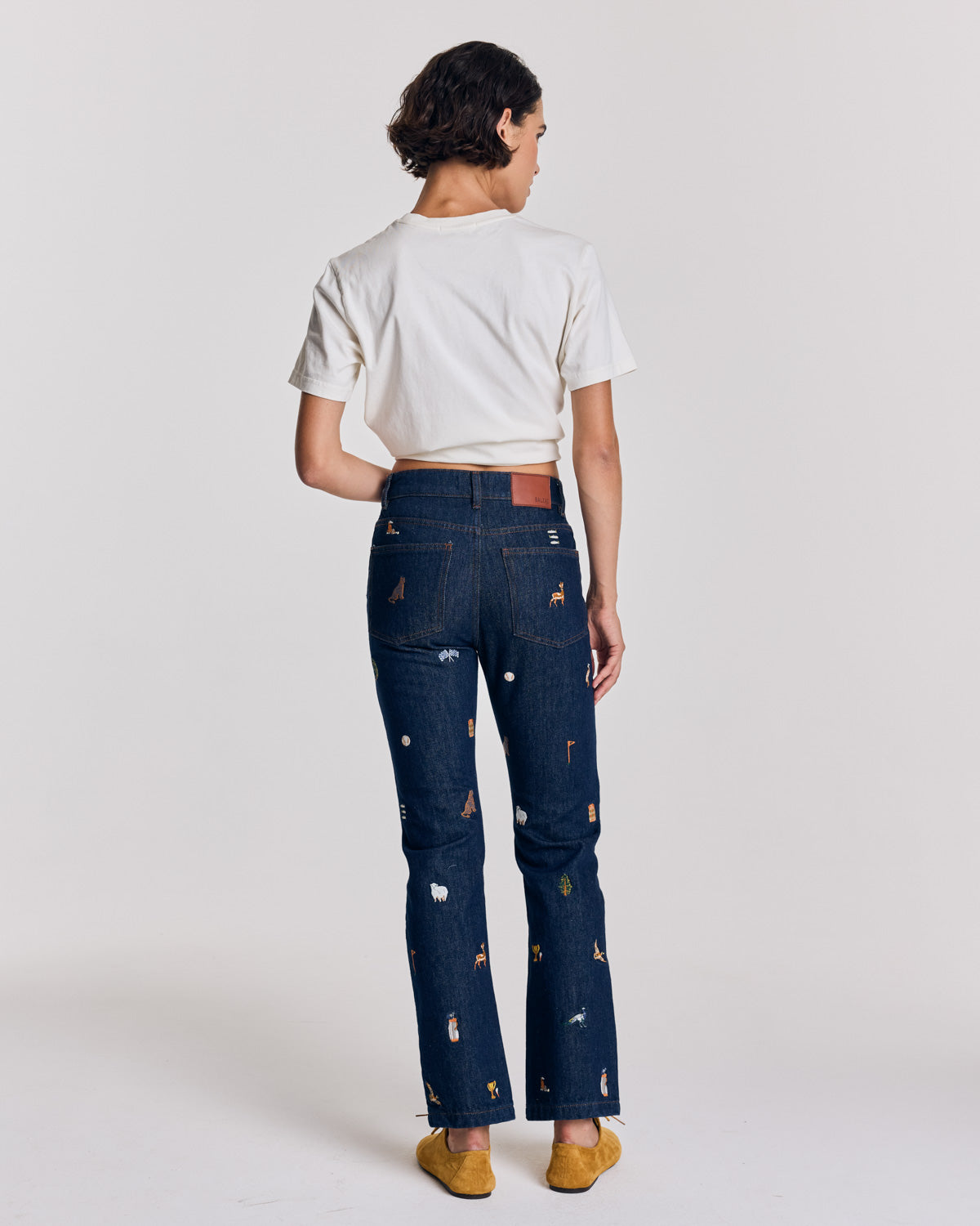 Jean Elsie bleu brut et broderies ivy