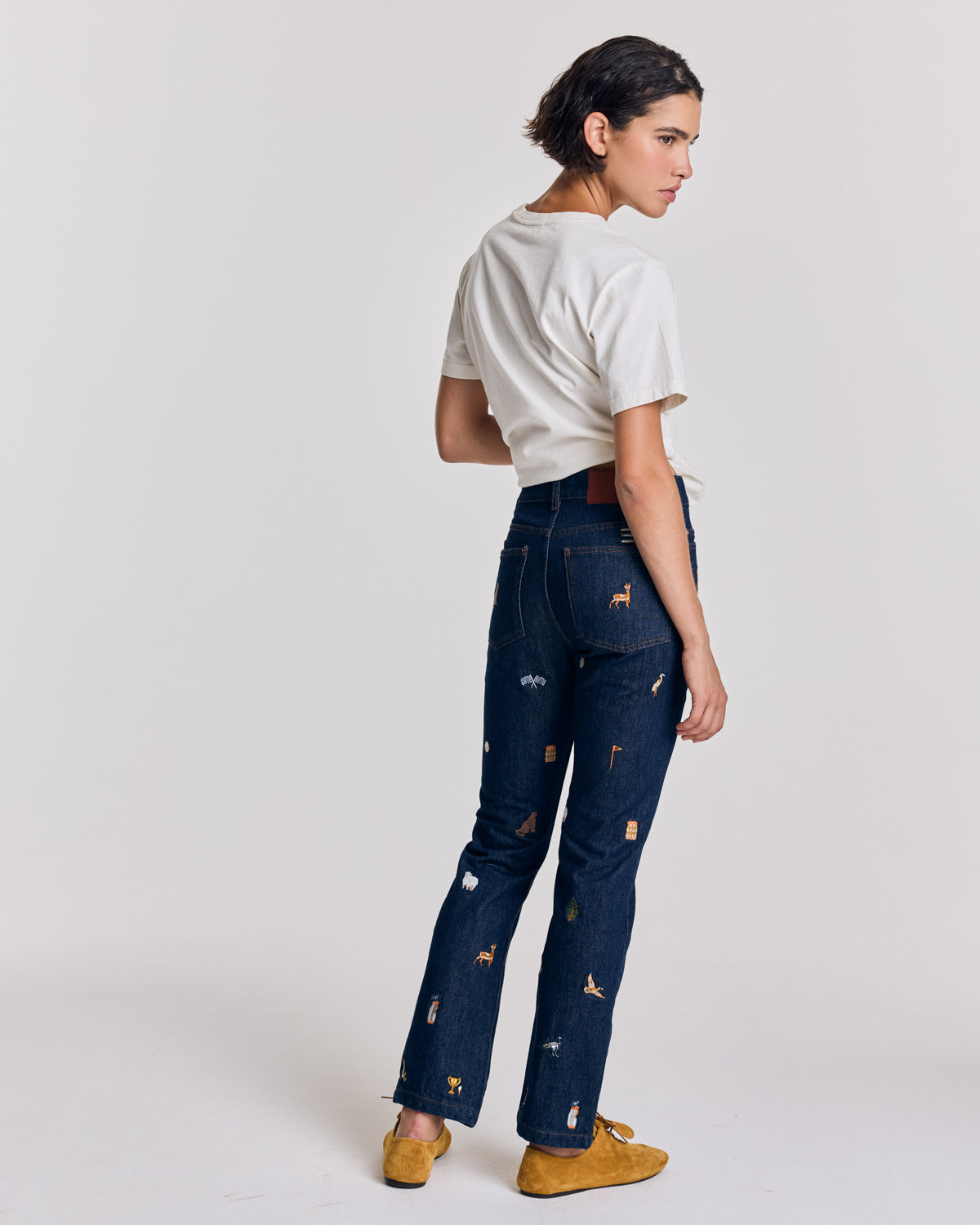 Jean Elsie bleu brut et broderies ivy