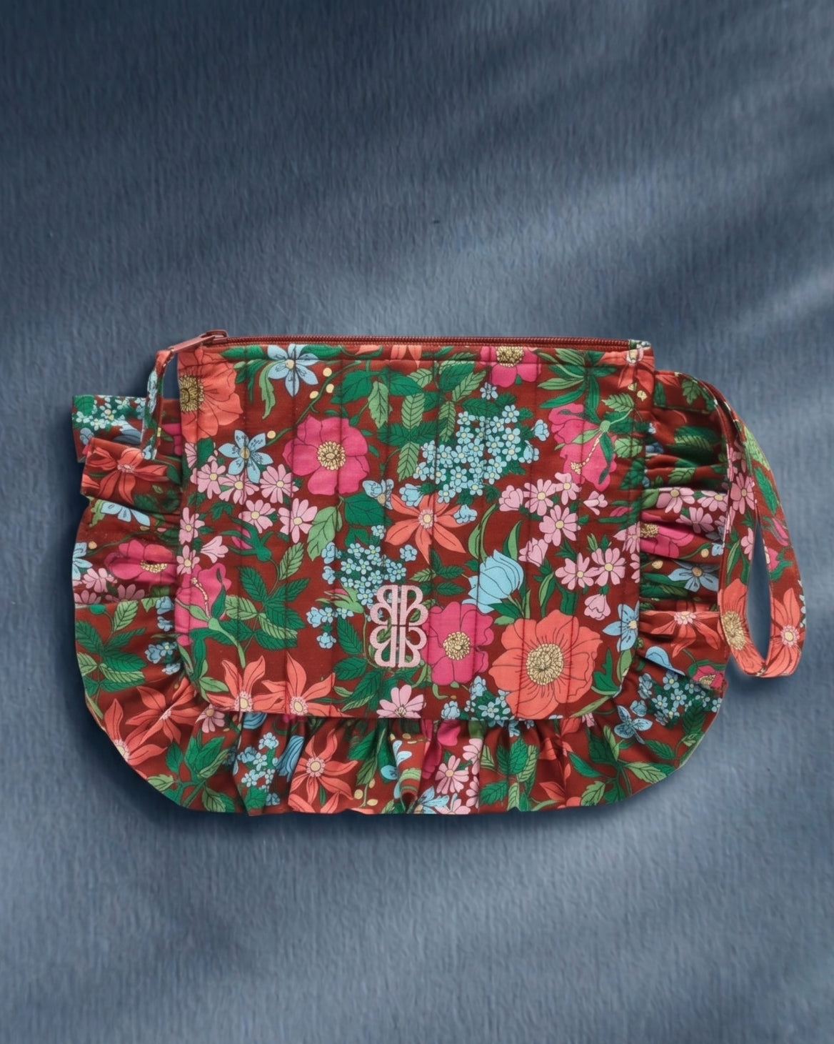 Pochette Carline imprimé Liberty rose et bordeaux