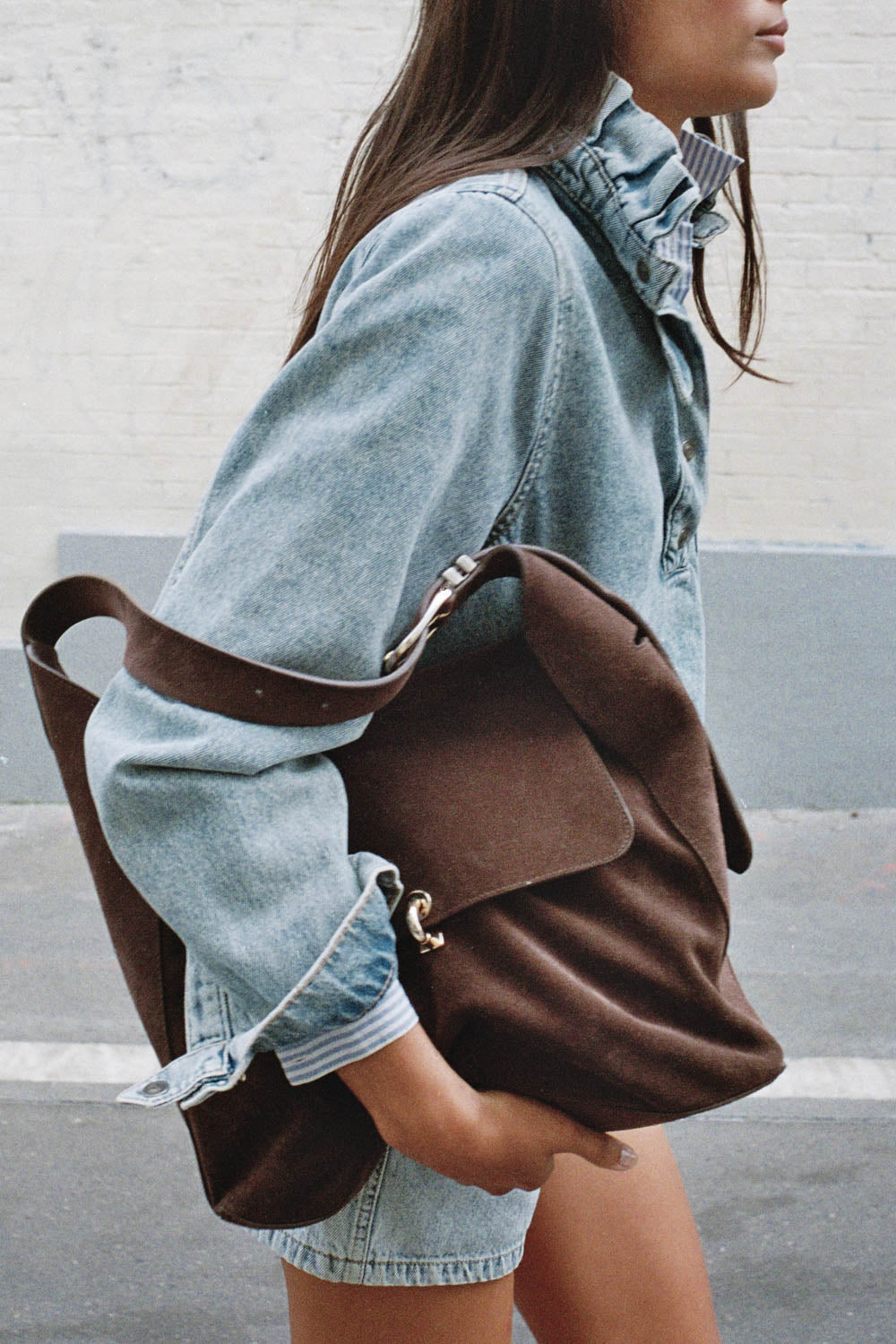 Sac Gala croûte de cuir moka