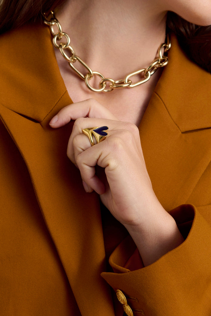 Bague Faustine doré coeur marine