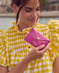 Porte-cartes Louisa vernis froissé rose