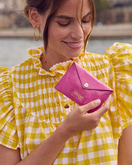 Porte-cartes Louisa vernis froissé rose