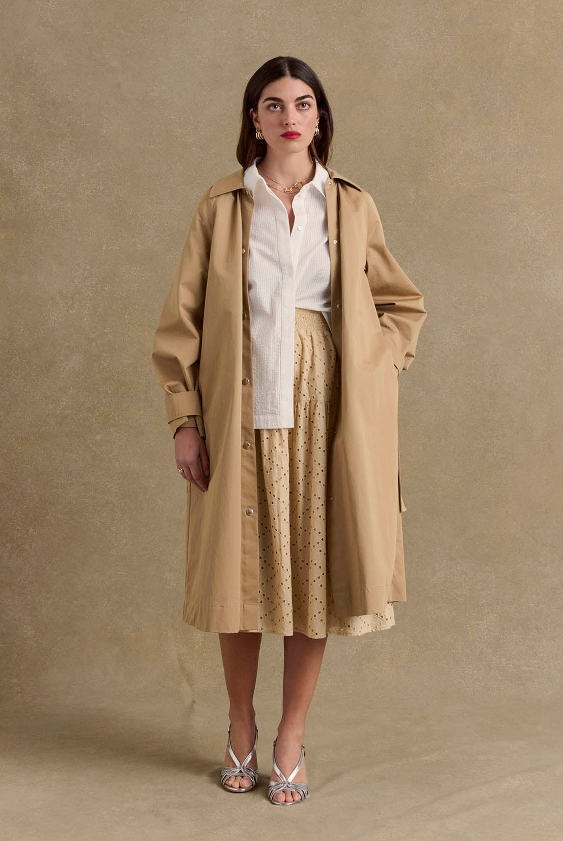 Jupe Gaby broderie anglaise beige