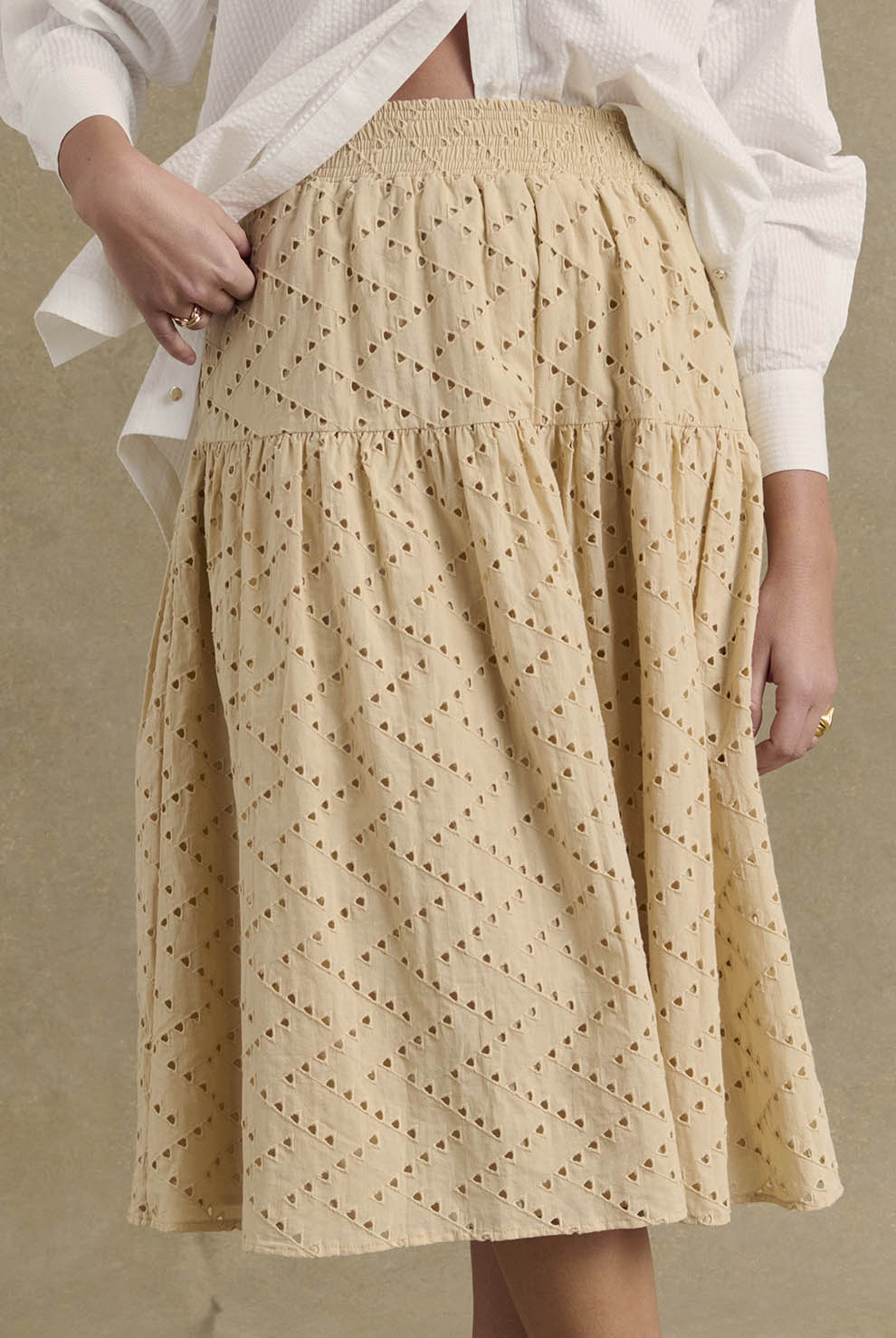 Jupe Gaby broderie anglaise beige