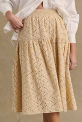 Jupe Gaby broderie anglaise beige