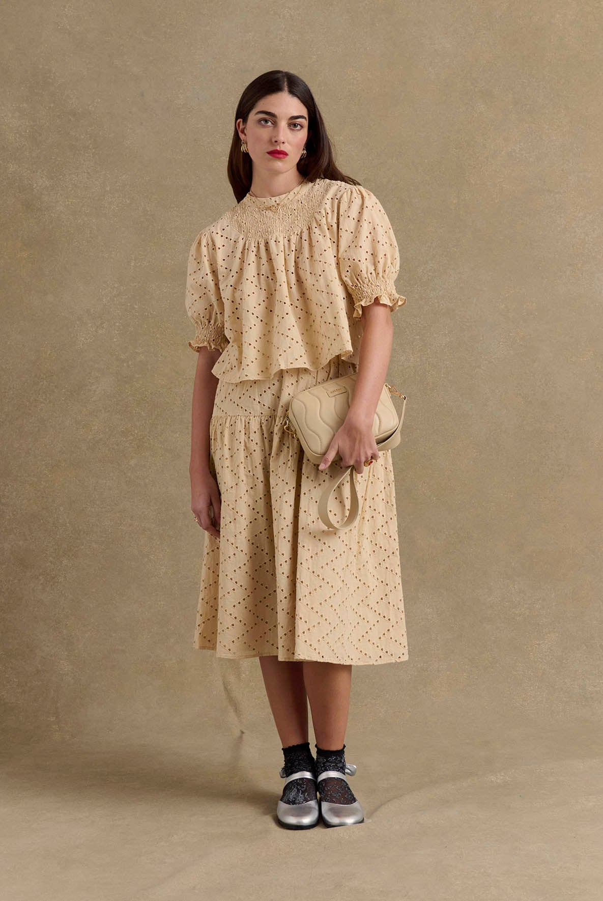 Jupe Gaby broderie anglaise beige